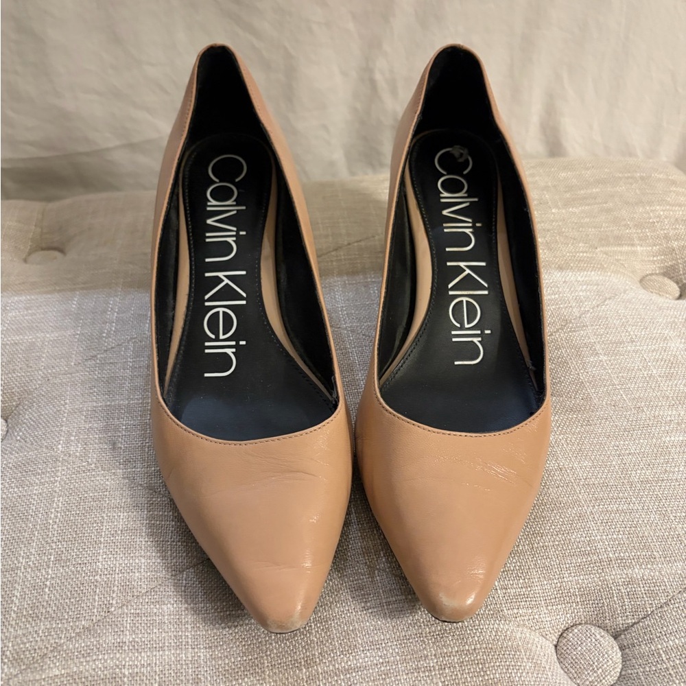 Calvin Klein Nude Tan Pointed Toe Pumps